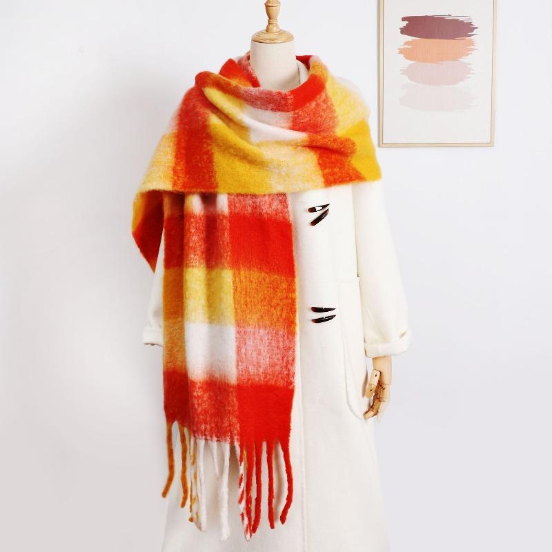 Crain blauer Schal Damen Winter vielseitig verdickt einfarbig Schal Mohair Premium warmer Schal