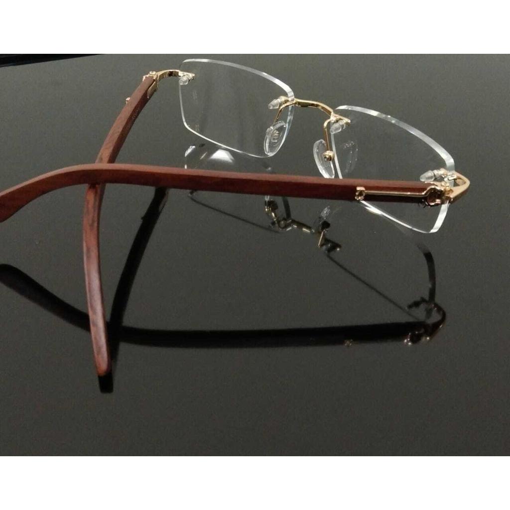 RSINC Holz -RAHMENLOS HOLZ-STAHL Braun finish Brillen Fassungen Größe 56-16-140 JL286093829994