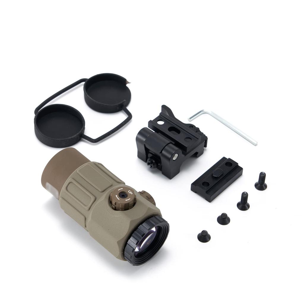 EO G45 Type Magnifier, Real Engraving, Replica, Black, EXPS G45 STS Mount, 5x Magnifire Booster Scope, Tan