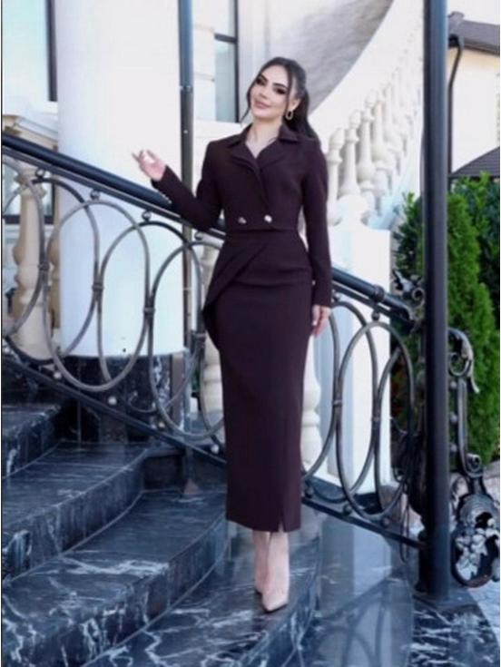 2025 Autumn Chic Suit Jacket & High-Waist Slim Midi Skirt Set
