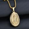 Silver/Gold Color Stainless Steel Virgin Mary Pendant Charm Necklace 3mm Round Box Chain