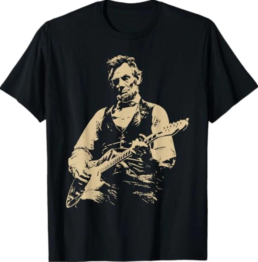 Abraham Lincoln Playing Electric Guitar Rocker T-Shirt M