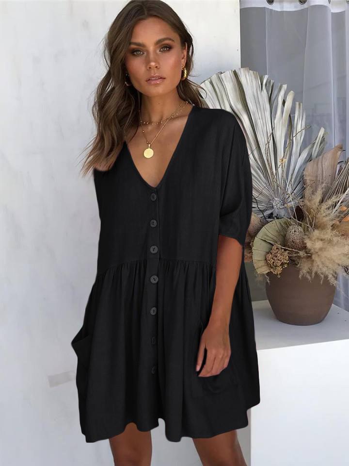 European & American Cotton Bamboo Pocket Swimsuit Cover-up