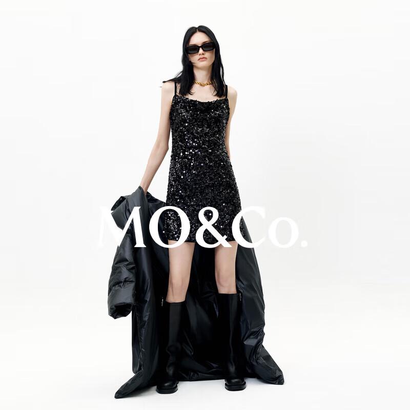MO&Co. Qin Lan Collection Sequin Flocked V-Neck Dress