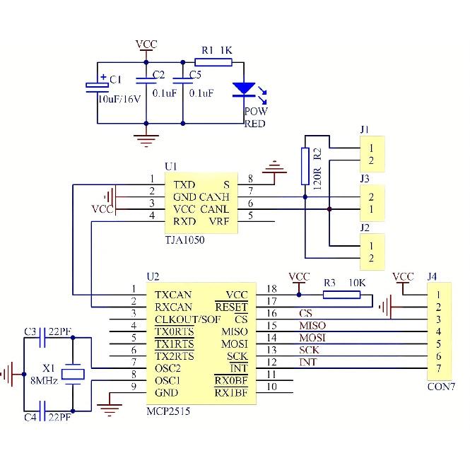 WWZMDiB 3 Pcs MCP2515 TJA1050 CAN Bus Module SPI Interface Compatible with for Arduino Raspberry Pi ESP32 STM (CAN Bus Controller + Receiver)