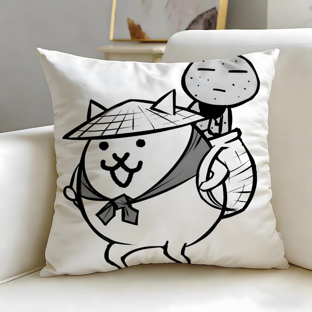 popular game The Battle Cats Cushion Cover Soft & Easy-Wash Pillow Case – Versatile for Couch, Bed, Travel and Office