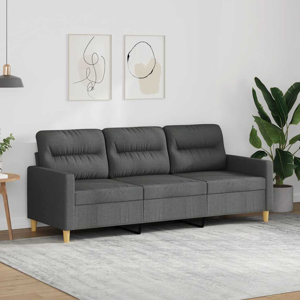 Vidaxl Sofá de 3 Plazas, Gris Oscuro, 180 Cm, Tapizado en Tela