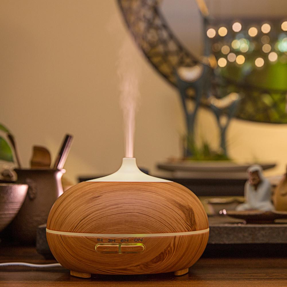 300ML 7Colors Change Wood Grain Aroma Air Humidifier