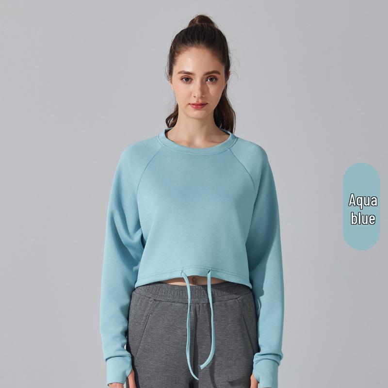 

Универсальный свитшот с круглым вырезом: Повседневный спортивный фитнес-топ с широкими длинными рукавами и кулиской Medium