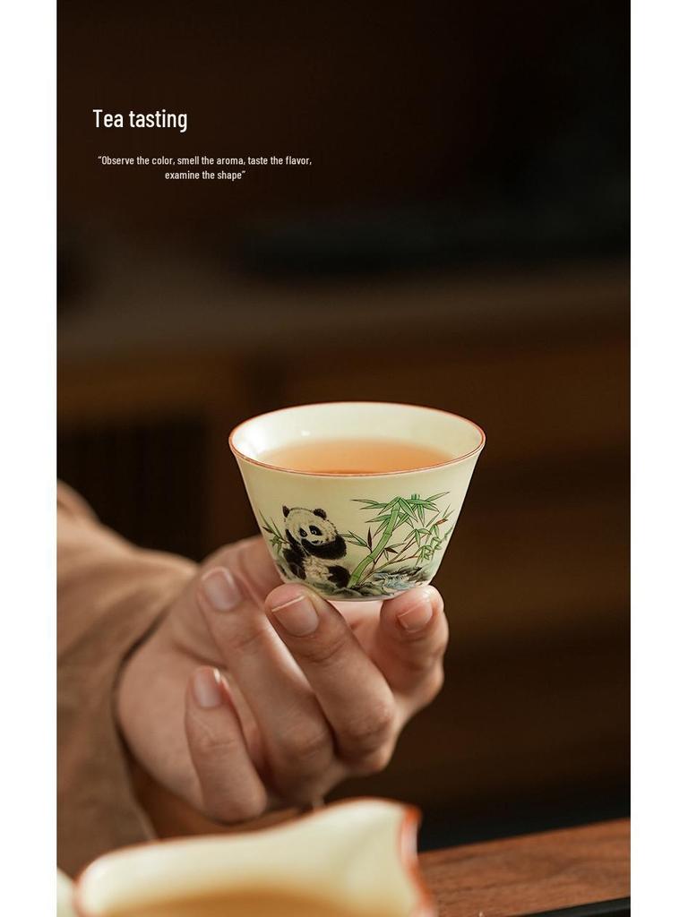 Panda Ru Kiln Kung Fu Tea Set: 2024 Gaiwan & Teapot, Ideal for Home or Gift