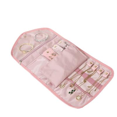 Portable Jewelry Case Adjustable Height Foldable Design Jewelry Roll Bag Multifunctional Storage Jewelry Pouch