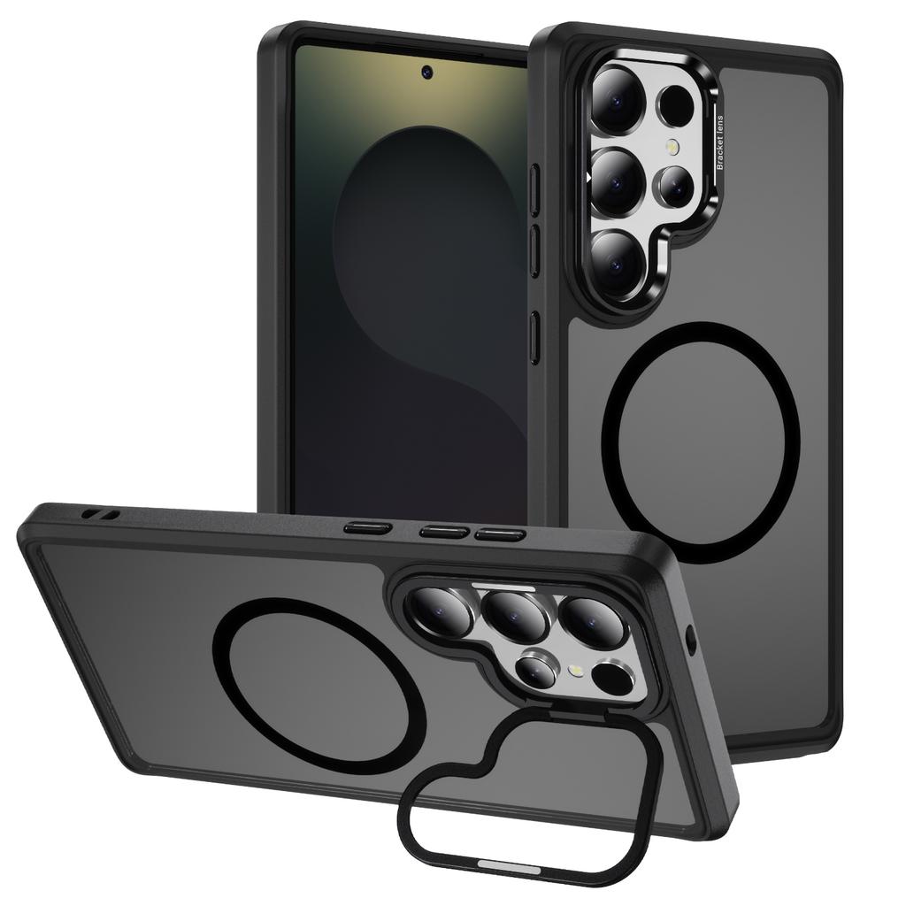 Camera Lens Kickstand Holder Shockproof Case for Samsung Galaxy S26 S24 S25 S23 Plus Ultra For Magsafe Matte Bumper Armor Cover