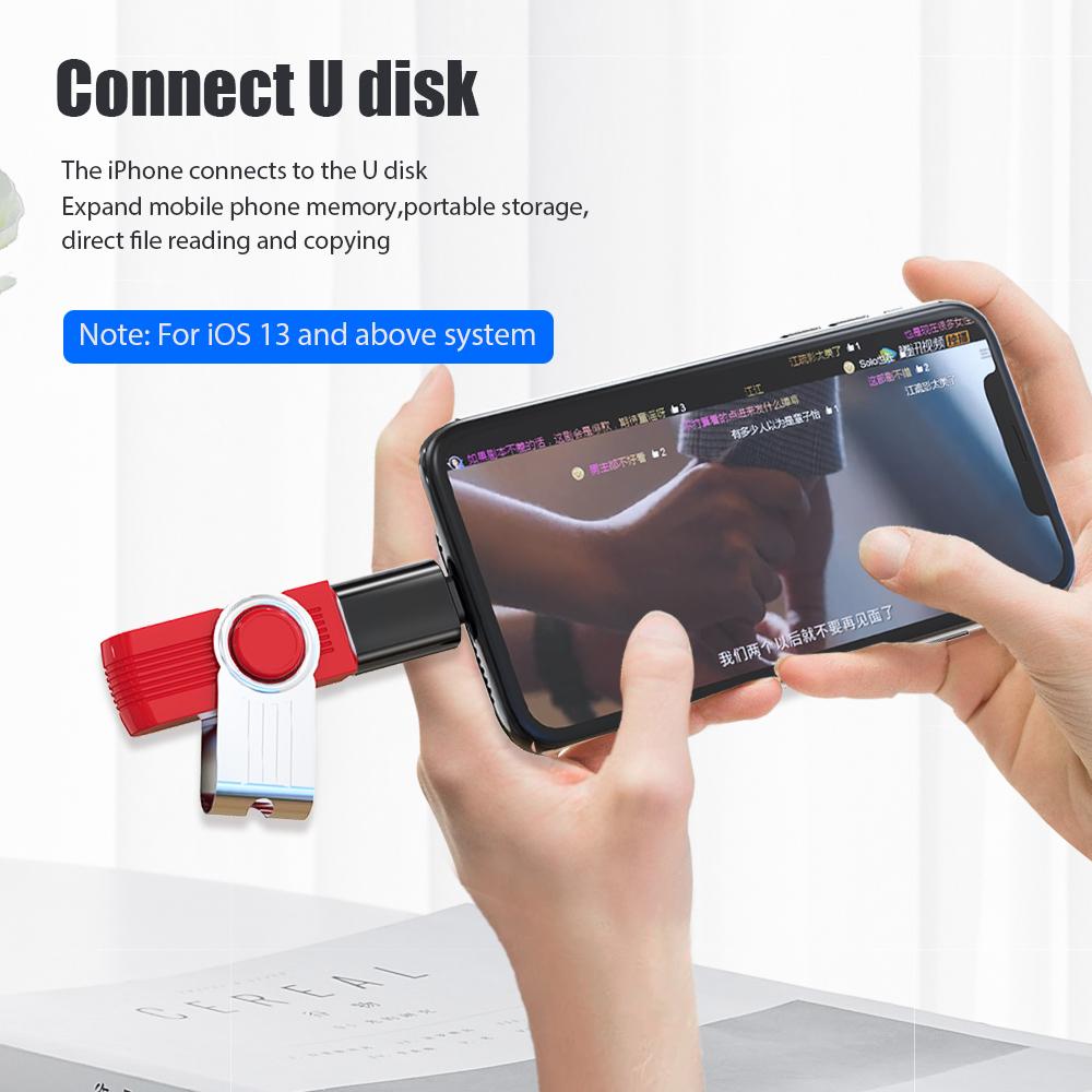 OTG USB adaptér, vhodný pro iPhone14 13 12 11 Pro XS Max XR X 8 7 6s Plus vhodný pro iPad konvertor lightning na USB 3.0 nabíjecí adaptér
