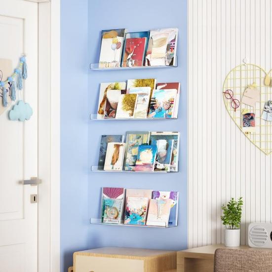 Transparent Floating Shelf Acrylic Bathroom Shelf Modern Wall Mounted Shelf for Perfume Decoration