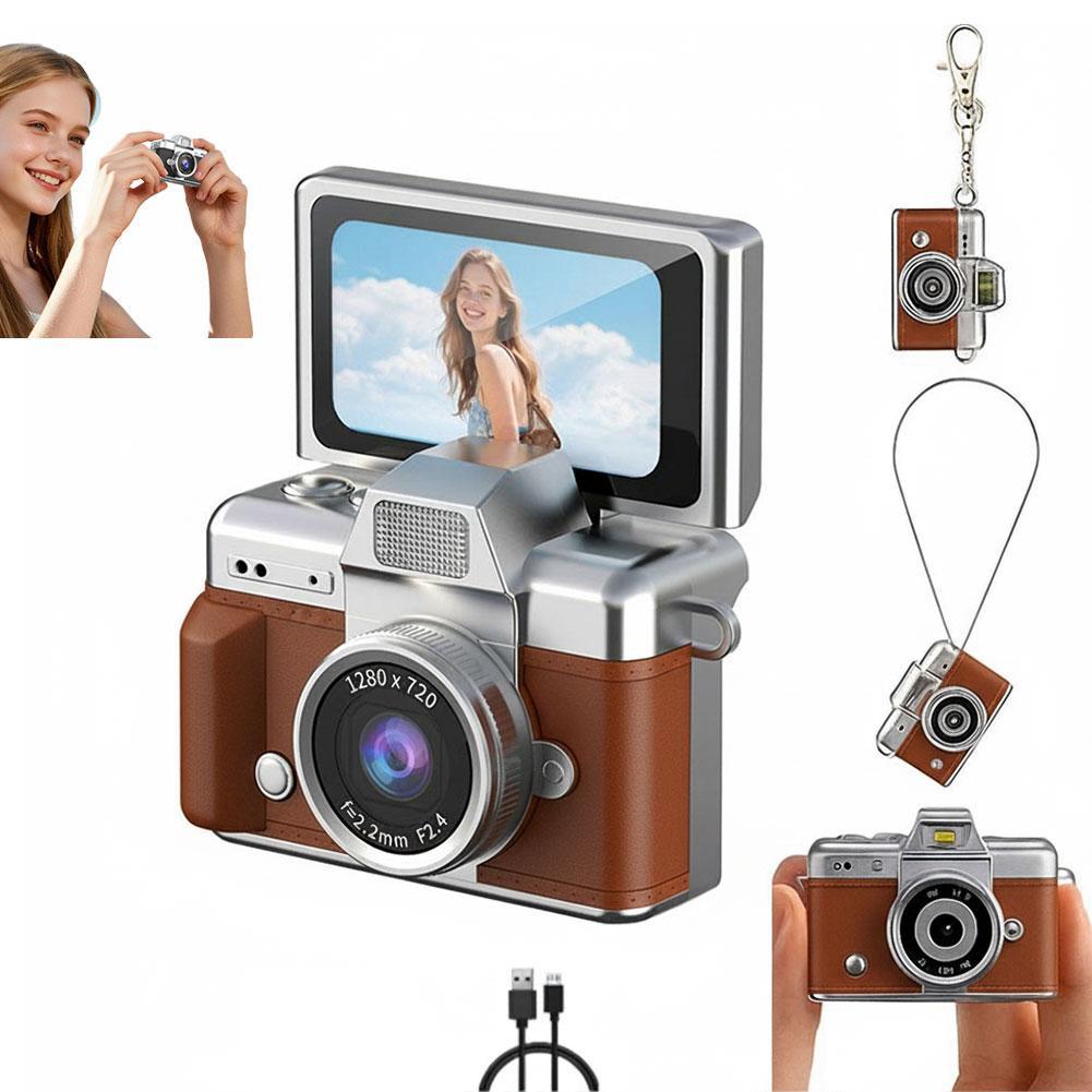 Retro Style Mini CCD Camera with 1.47 Inch Flip Screen Portable Sports Camera for Outdoor Travel Vlogging Photography Kids Gifts