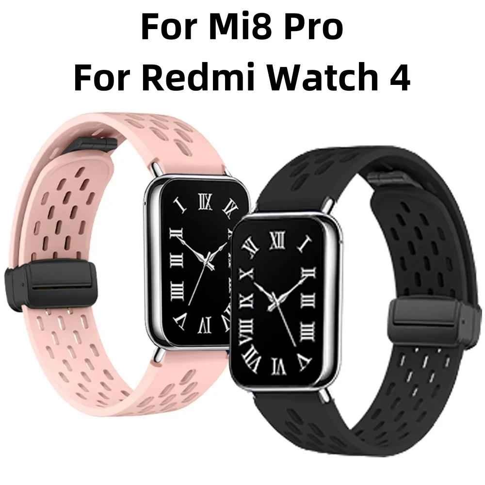 Silikonarmband für Redmi Watch 5 4 Magnetverschluss Sportarmband für Mi Band 9pro 8pro Correa Atmungsaktives Armband Zubehör