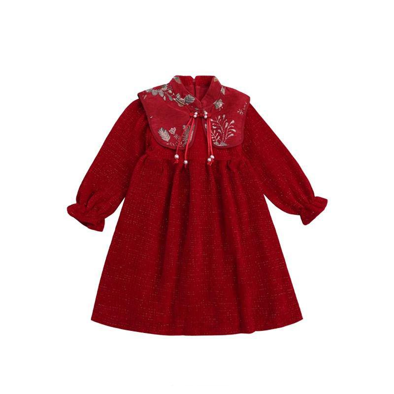 Girls  Chinese Style Thickened Warm New Year Dress - Autumn/Winter Edition 140cm