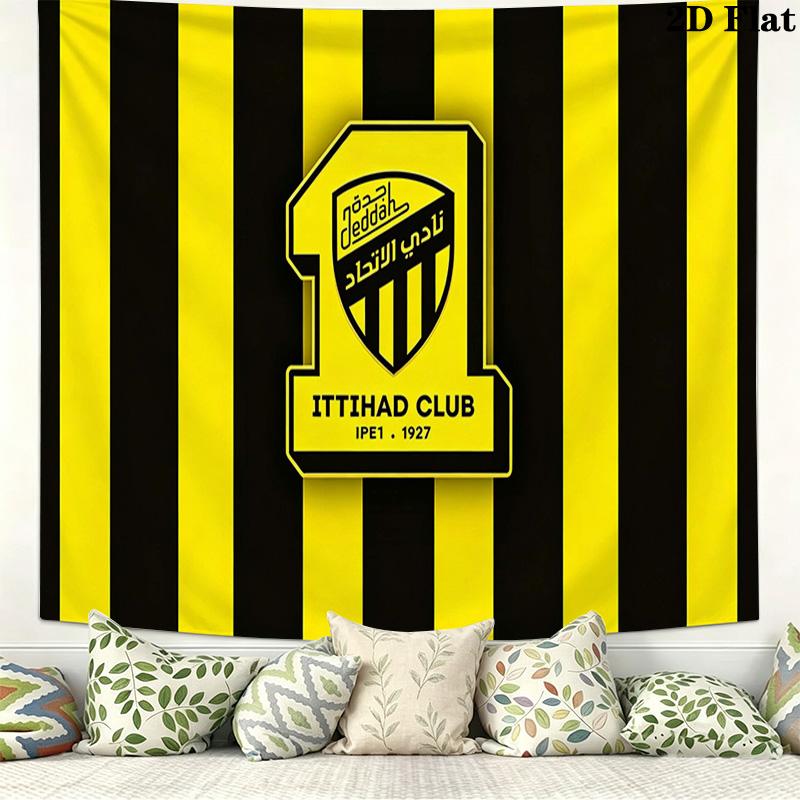 1ttihad Club Wall Tapestry Aesthetic Wall Hanging Printed Fabric Blanket Decorative Tapestries for Bedroom Living Room Home Decor