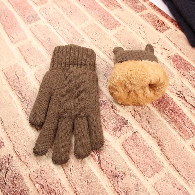 

Thermal Gloves Fleece Thickened Arctic Fleece Touch Screen Knitted Gloves Men S Outdoor Double-Layer Windproof One size