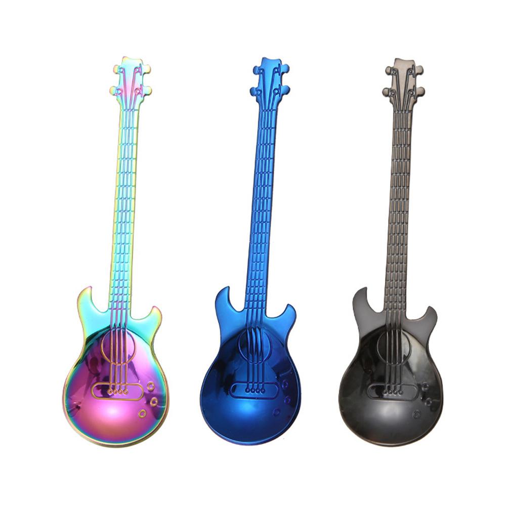 304 stainless steel guitar spoon coffee spoon stirring spoon titanium ice bar music bar spoon creative gift spoon Gold
