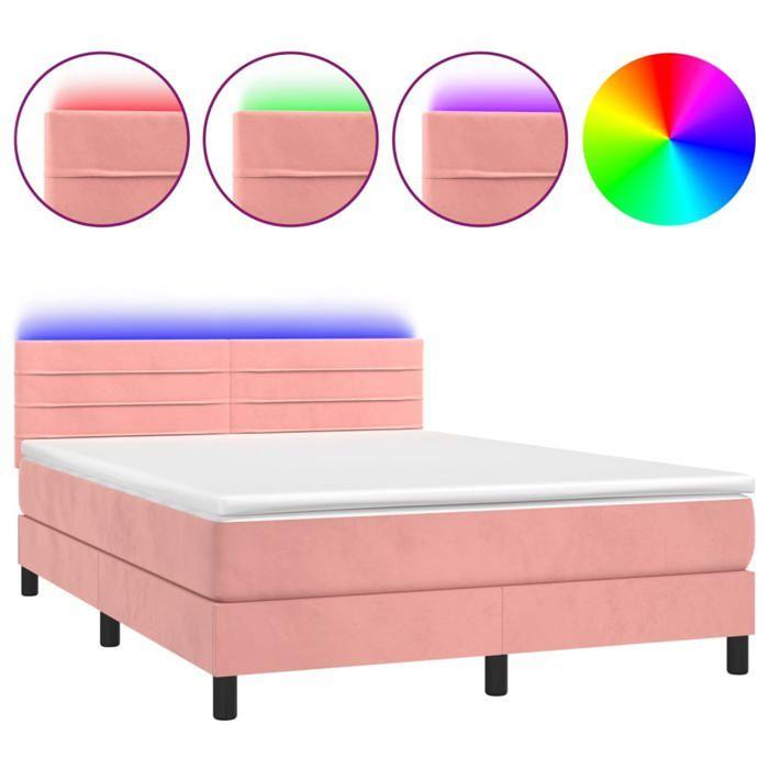 VidaXL Slatted Bed Base with Mattress and LED, Upholstered Bed, Double Bed, Adult Bed for Interior Bedroom, 3134464