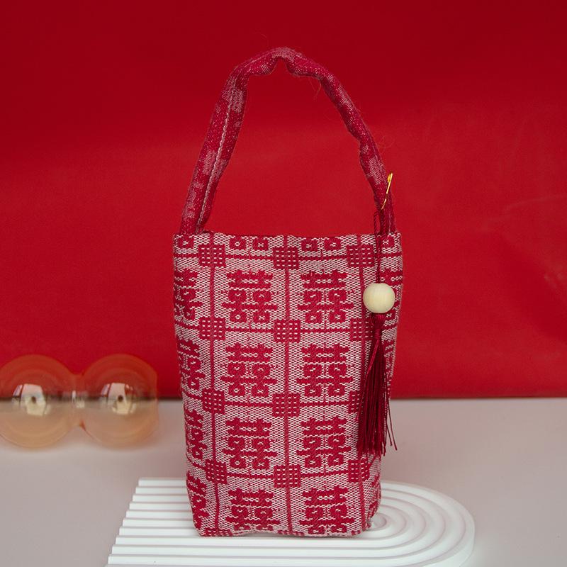 New Style Chinese Red Xi Character Handheld Wedding Candy Bags, No Folding Needed. 13.5*4.5*23cm (1 piece)