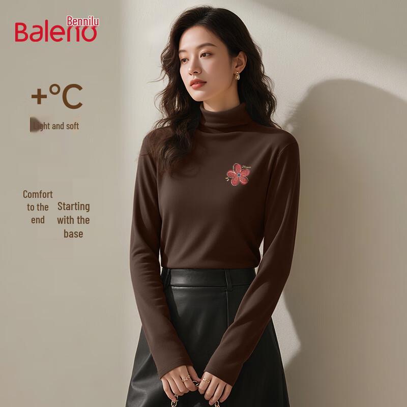 Baleno Women s Faux Velvet Half-High Collar Baselayer Top S