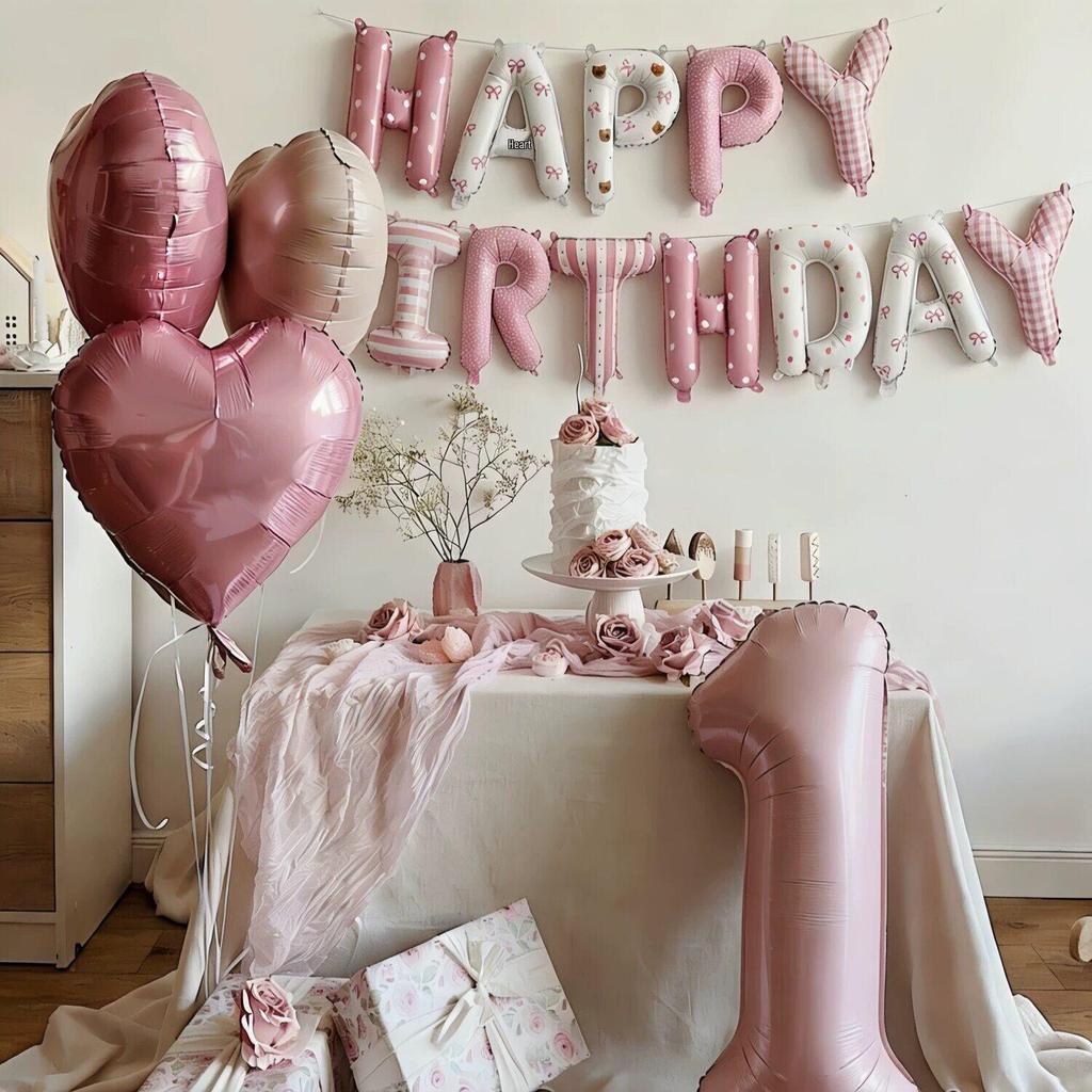 Set di Palloncini con Lettere in Tessuto per il 1° Compleanno di un Bambino per Decorazione Festa