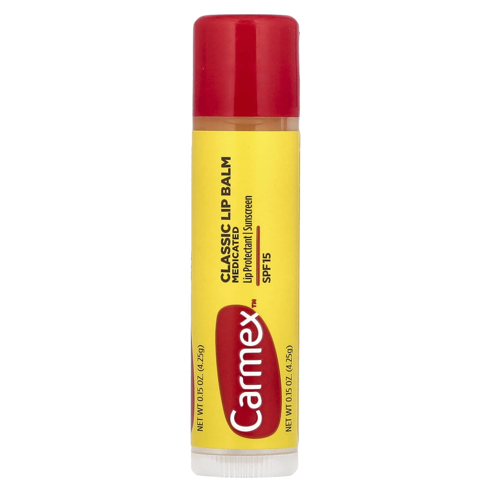 Carmex, Классический бальзам для губ, лечебный SPF 15, 0,15 унции (4,25 г)