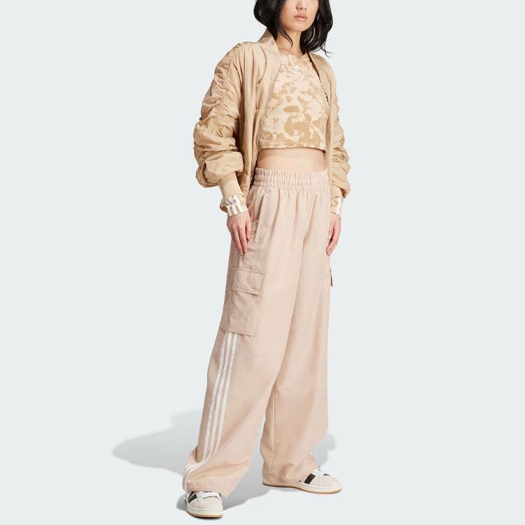 Adidas Originals Adicolor Three-Stripes Cargo Pants With Elastic Waist Women Bottoms Magic-Light-Brown IZ0717