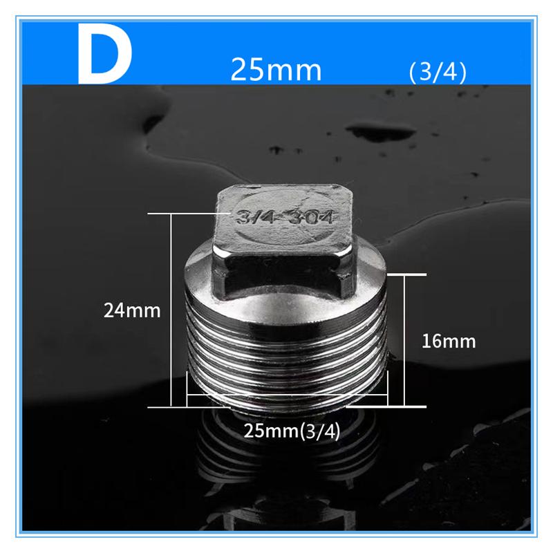 Nerezová ocel 304 Potrubní tvarovka Mužský-Ženský závit Převodní spojka 1/4"  3/4"  1" Palcový závit Vnitřní závit 4" Zátka trubky