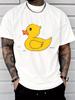 Black Unisexs Summer Tee Cute Yellow Rubber Duck Cartoon Print Soft Loose Casual Street Fashion Top For Daily Male Outfit