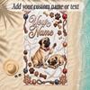 Pug Theme Soft Beach Towel Personalized Custom Name Text Towel Portable for Beach Pool Travel