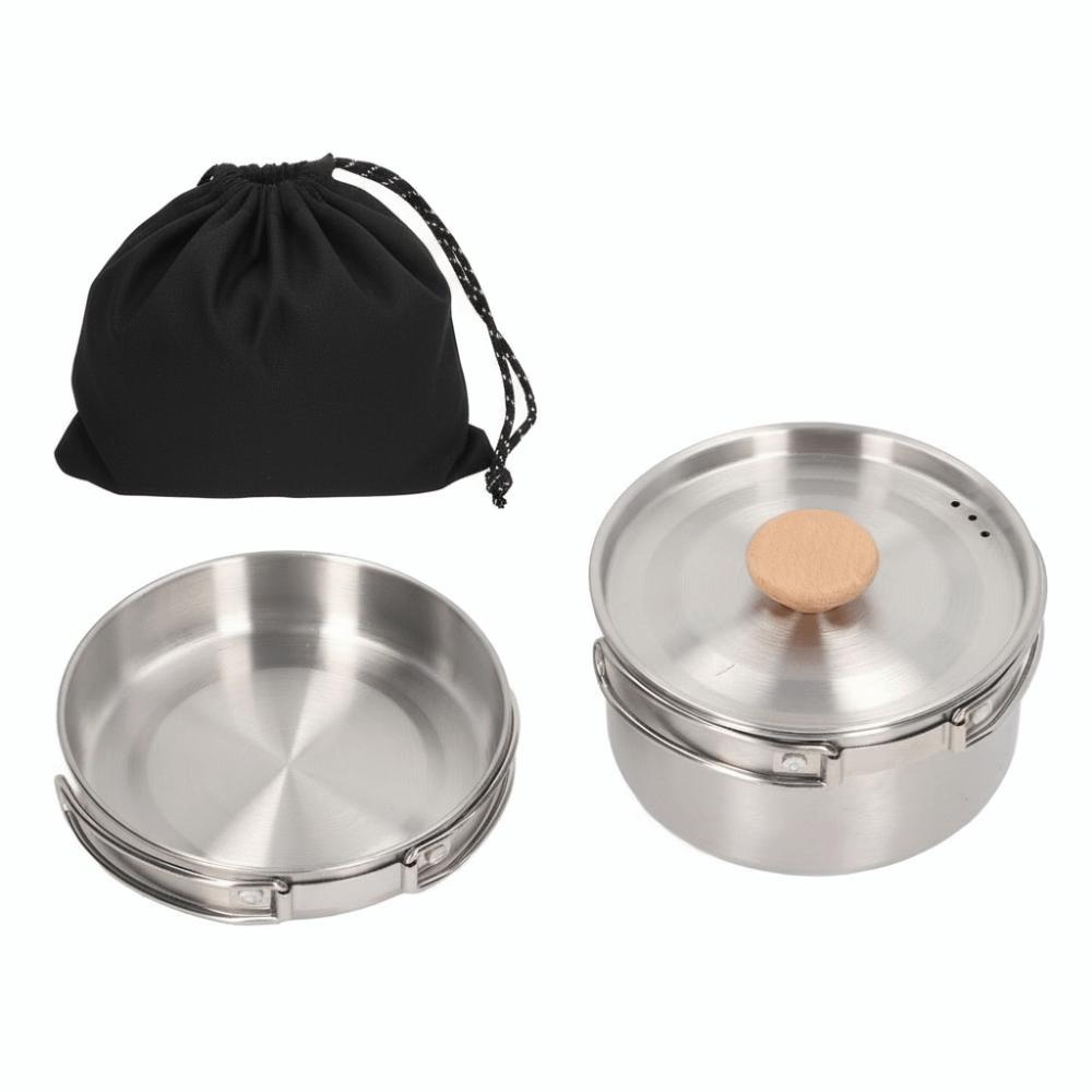 Stainless Steel Pot and Pan Set Non Stick Mess Kit Durable Camping Pots and Pans Set  Hiking