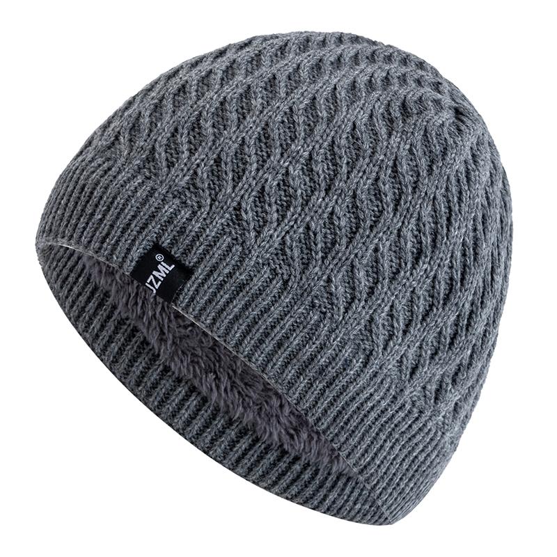 New Style Unisex Winter Hats Plush Fur Lined Men Women Warm Beanie Cap Casual JZML Label Decor Outdoor Winter SKI Knitted Hats