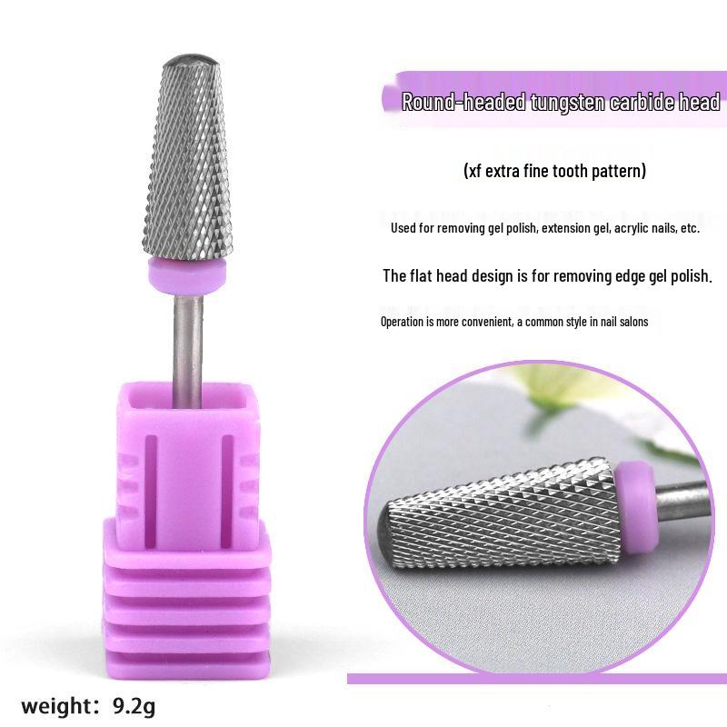 Cross-border Tungsten Steel Nail Art Grinding Head Set: Cone-shaped Cuticle and Nail Remover
