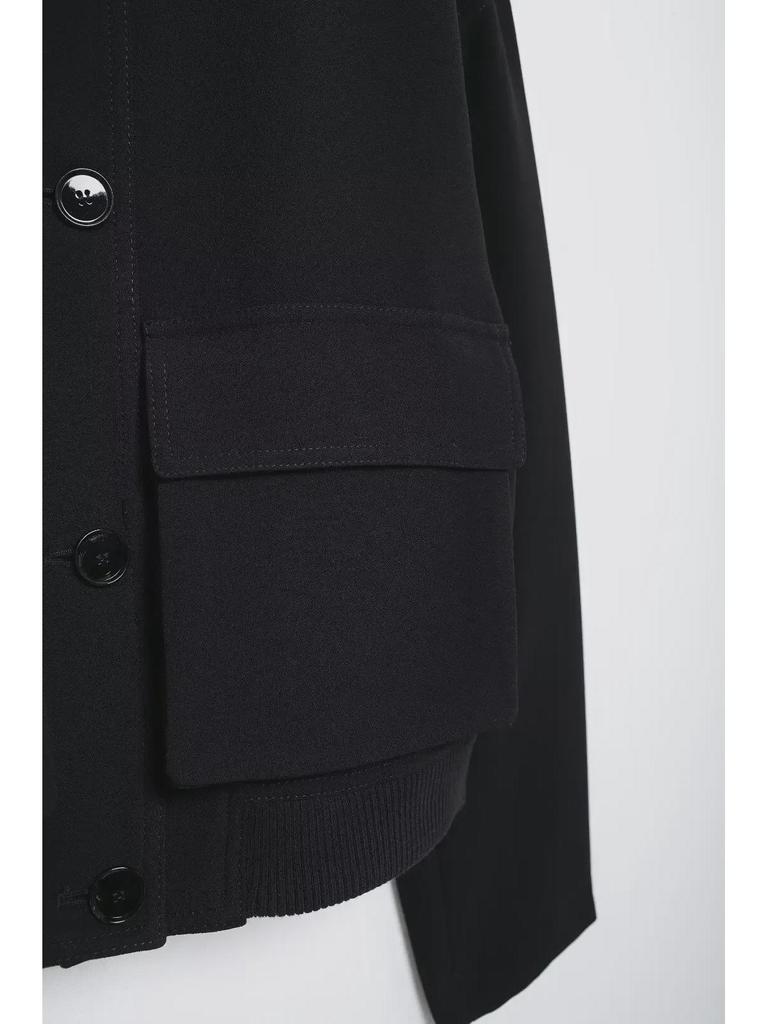 2024 Autumn Black Women's Casual Jacket with Pockets - European & American Style