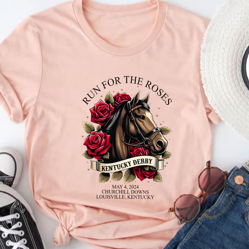 

Kentucky Derby 150th Anniversary Tshirt Kentucky Derby Horse Racing Shirt Run For The Roses Short Sleeves Top 2024 Derby Tee 3XL
