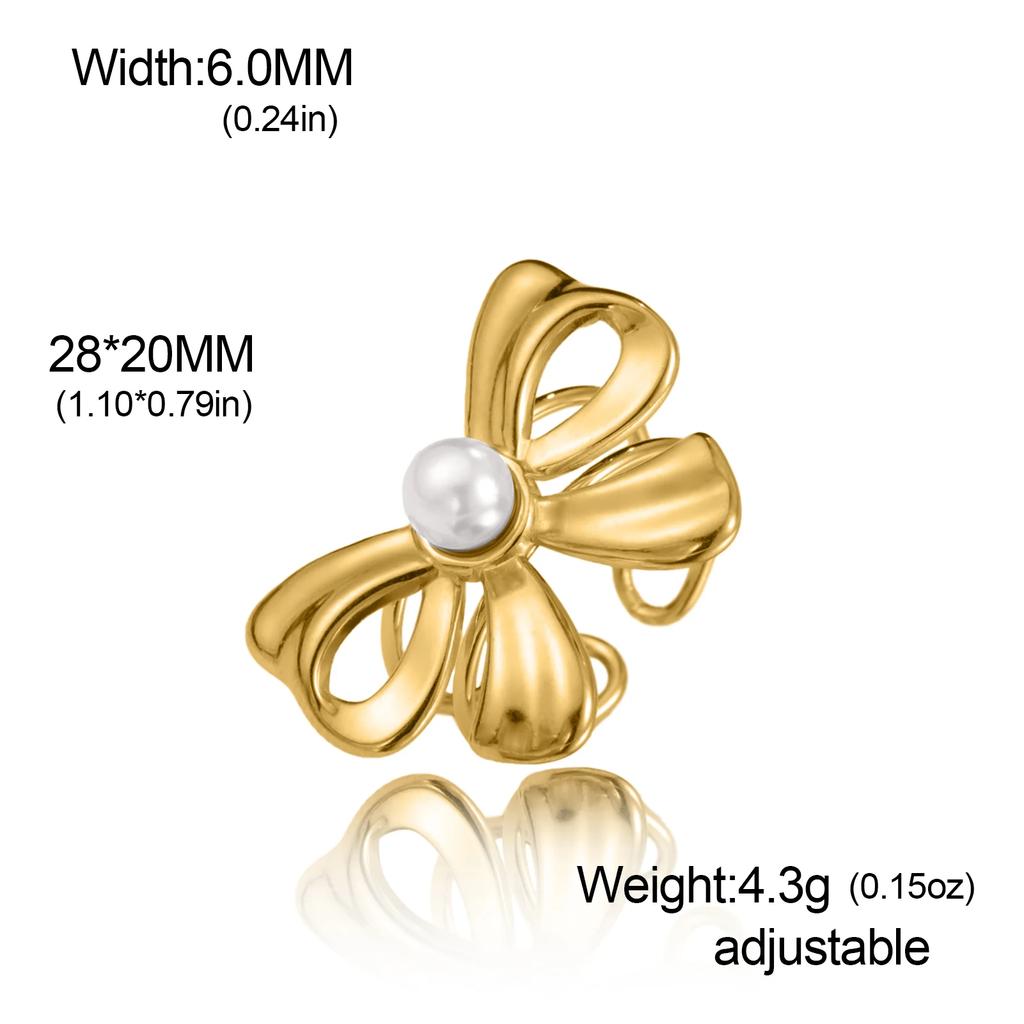 Cazador Cute Bowknot Rings Trend 2026 Stainless Steel Jewelry Adjustable Rings for Women Party Wedding Brithday Gifts New