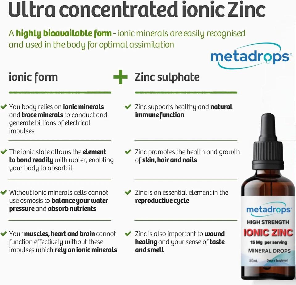 MetaDrops Premium Ionisches Zink Rein und Konzentriert 50ml zur Unterstützung des Immunsystems