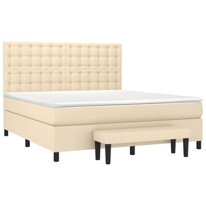Maison Exclusive - Sommier à lattes de lit avec matelas Crème 160x200 cm Tissu