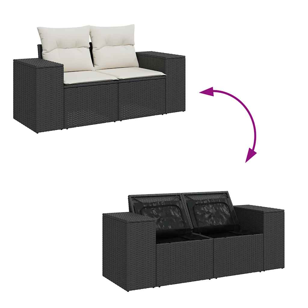 Vidaxl 6-Cz. Garden Furniture Set With Cushions, Black Poly Rattan