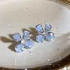 Silver Needle Butterfly Heart Earrings with Blue Gradient Drip - Elegant Autumn/Winter Studs