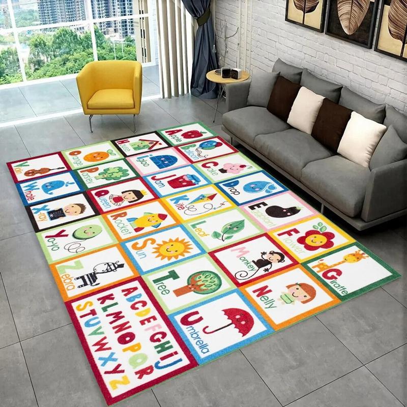 ABC Cartoon Alphabet Kids Bedroom Carpet for Home Living Room Decor Hallway Non-slip Floor Mat Hotel Sofa Coffee Table Area Rugs
