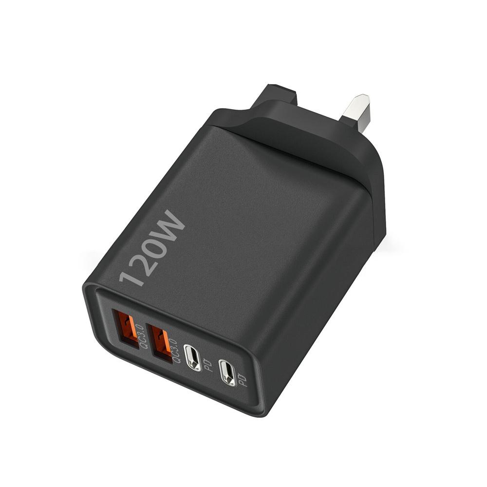 120W 4 in 1 USB C Charger Phone Fast Charger Power Adapter for IPhone Samsung Xiaomi Quick Charge 3.0 EU/US/UK Plug Wall Charger