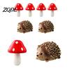 Cute Hedgehog Mushroom Set Micro Landscape Ornaments for Moss Terrariums Fairy Garden Decor, Miniature Supplies Figurine, Mini Statue, Potted Plant &
