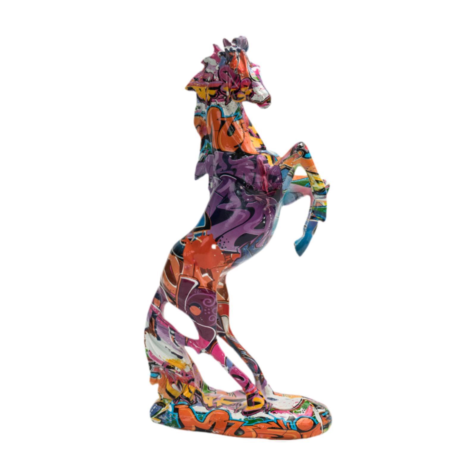 

Colorful Horse Statue Tabletop Ornament 15.5x7.5x33cm Horse Figurine for Mantel, Bookshelves, Cafe Lightweight Versatile