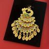 Vintage Ethnic Peacock Pendant Necklace with Enamel and Gold Accents - Retro Phoenix Design