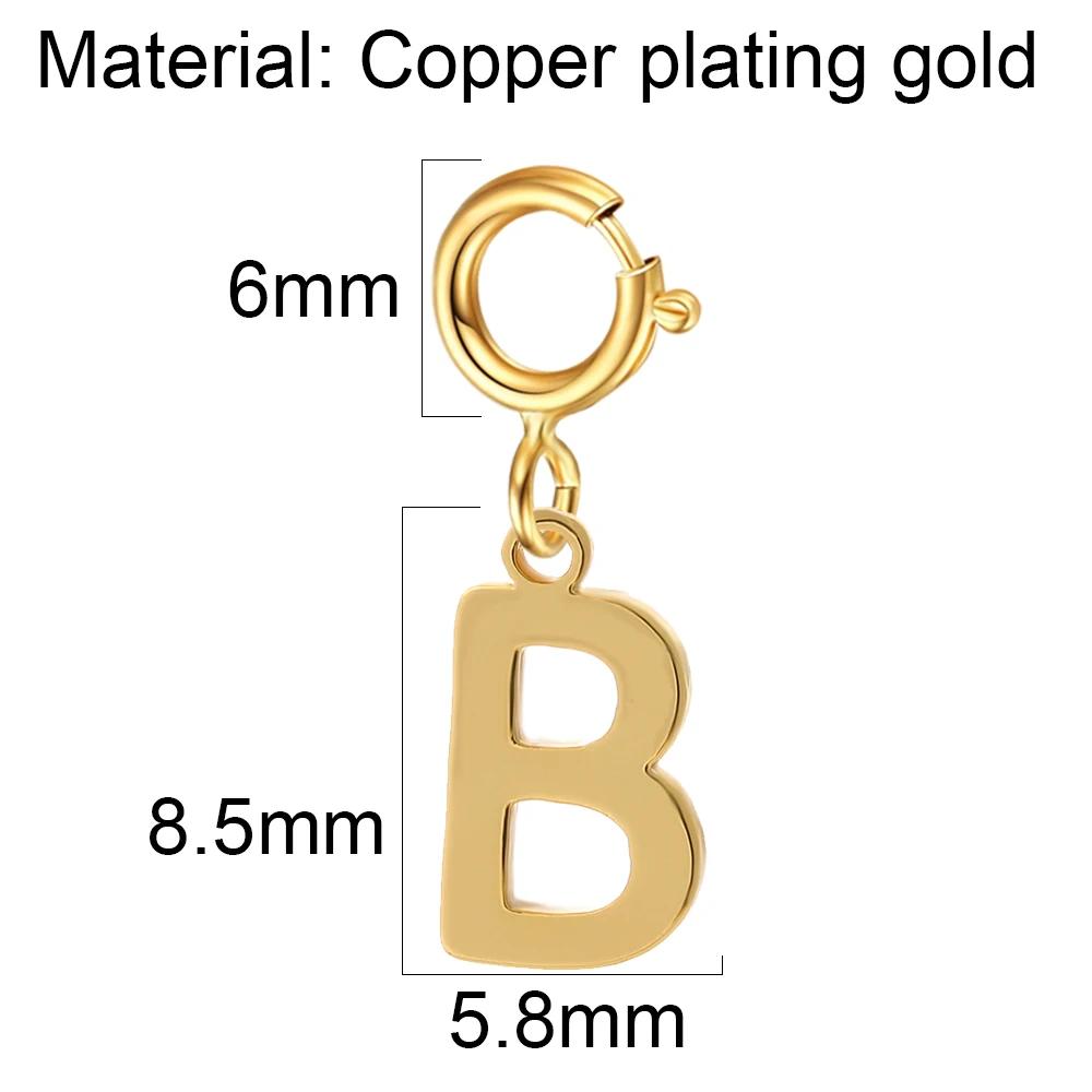 spring buckle Letter Charms Pendant initial charms pendant for Women Necklace earring Zircon keychain DIY accessories Wholesale