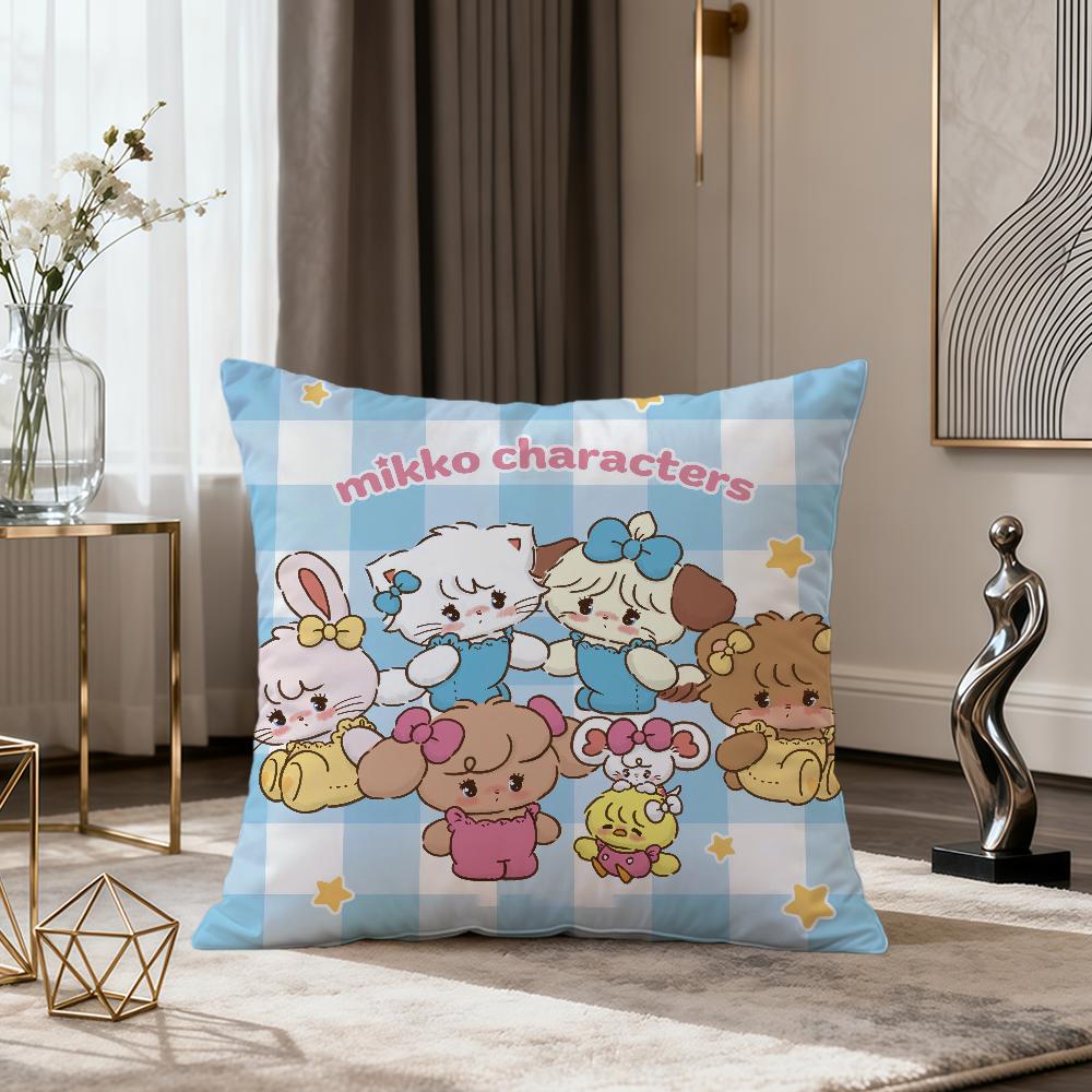 Cartoon Fun Art Pink Kawaii MMikko Cute Soft Comfort Pillowcase for Sofa Nap Living Room Party Home Pet Decor Pillowcover